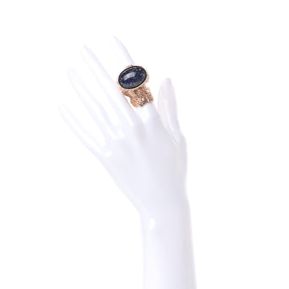Saint Laurent Glass Cabochon Arty Ovale Ring 5 Rose Gold Lapis 2 of 4