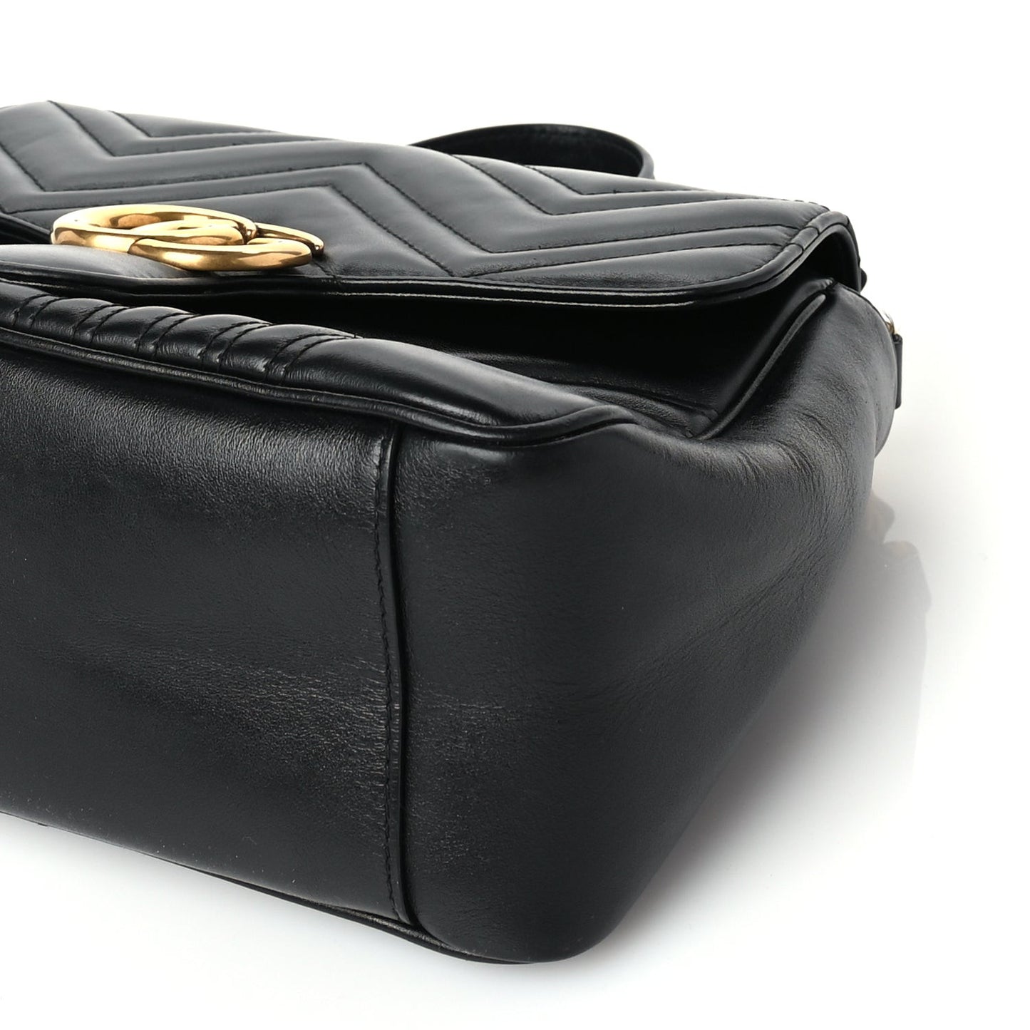 Calfskin Matelasse Small GG Marmont Top Handle Shoulder Bag Black