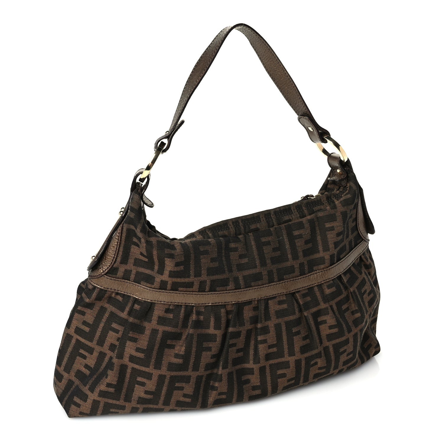 Fendi Zucca Cuoio Lucido Chef Hobo Tobacco 2 of 8
