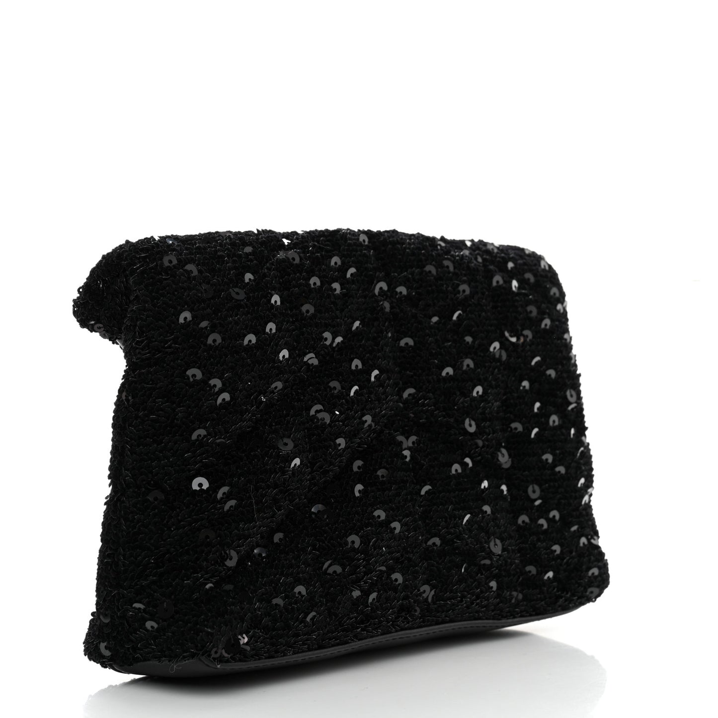 Sequin Monogram Loulou Puffer Pouch Clutch Black