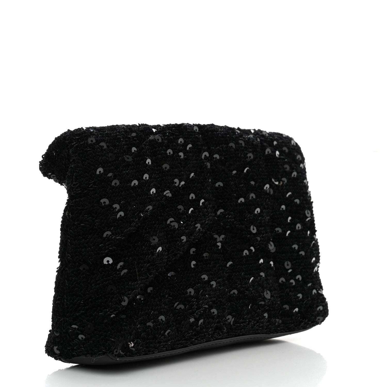 Saint Laurent Sequin Monogram Loulou Puffer Pouch Clutch Black 3 of 10