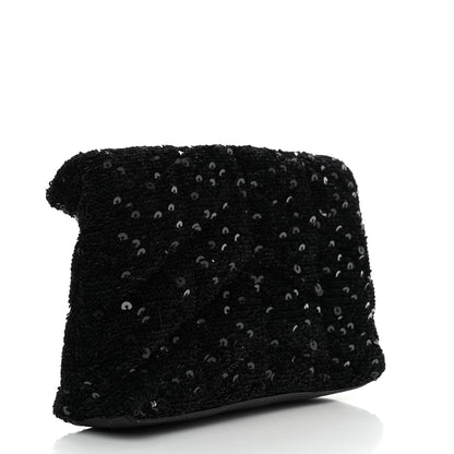 Saint Laurent Sequin Monogram Loulou Puffer Pouch Clutch Black 3 of 10