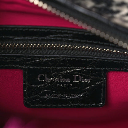 Christian Dior Tweed Crocodile Mink Plaid Medium Lady Dior Black Pink White 9 of 16