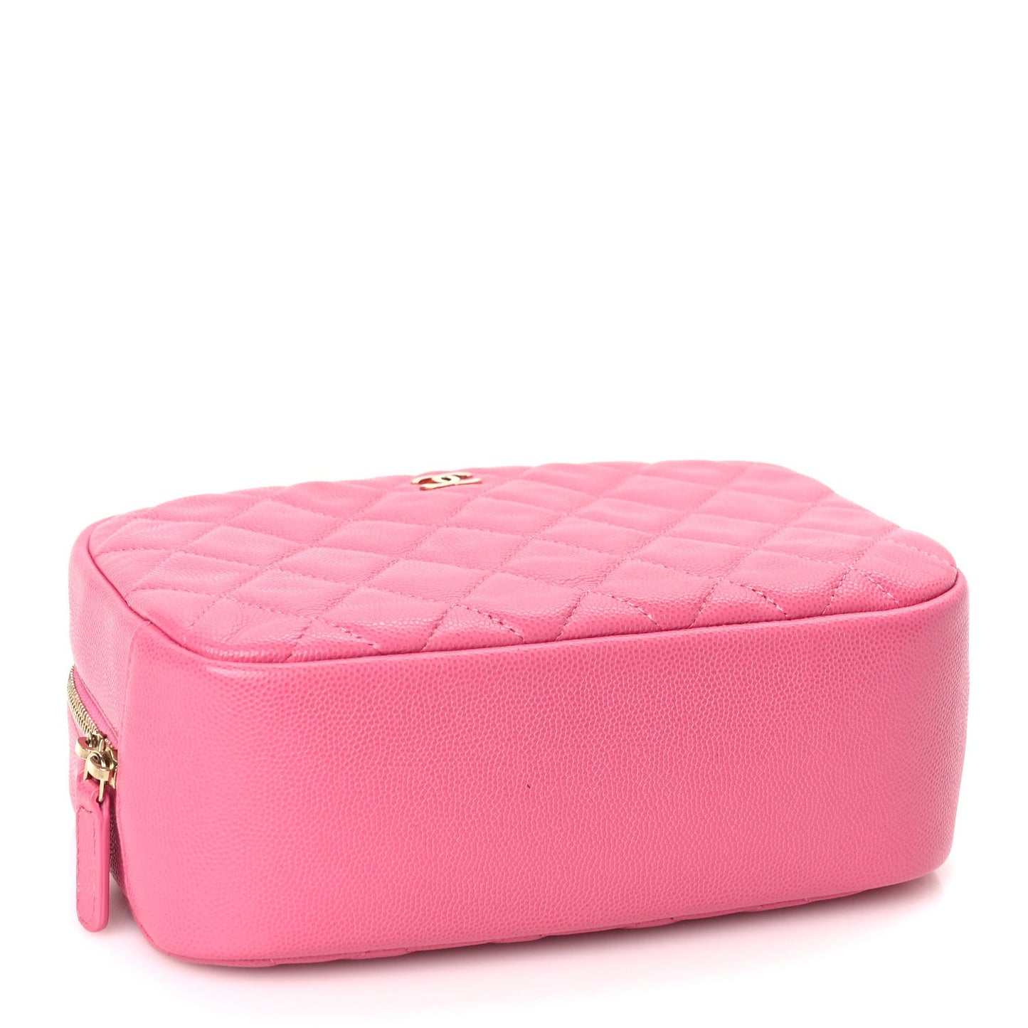 Caviar Quilted Medium Curvy Pouch Cosmetic Case Pink