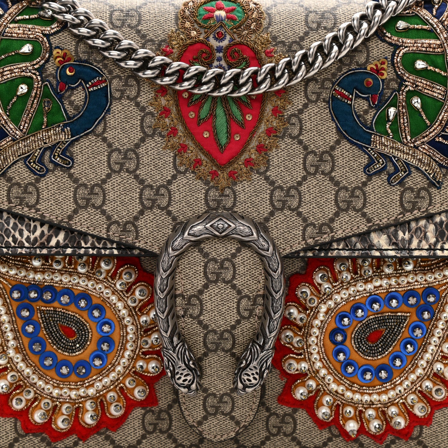 Gucci GG Supreme Monogram Embroidered Medium Dionysus Shoulder Bag Beige 18 of 23