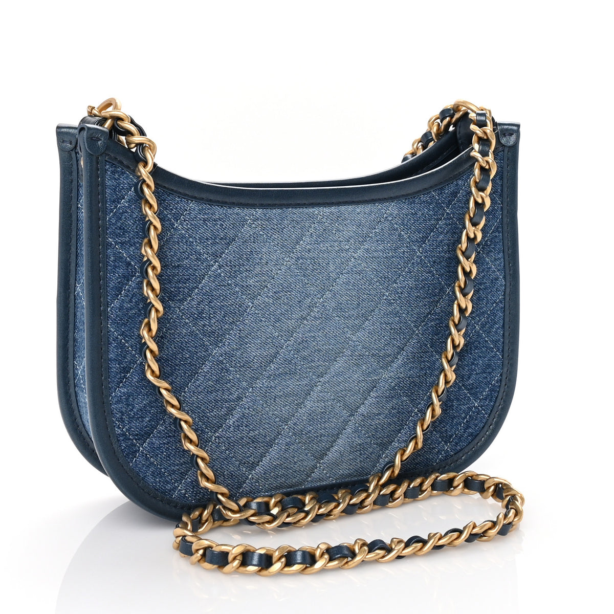 Chanel Washed Denim Quilted Hobo Blue 2 of 9