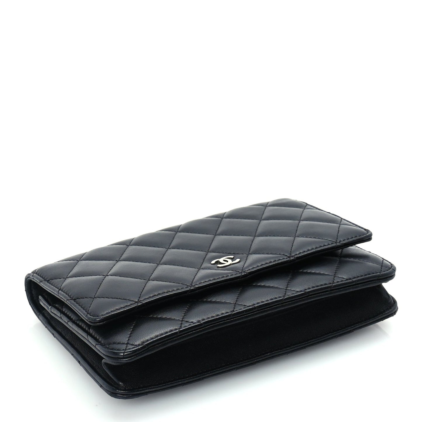 Lambskin Quilted Wallet On Chain WOC Black