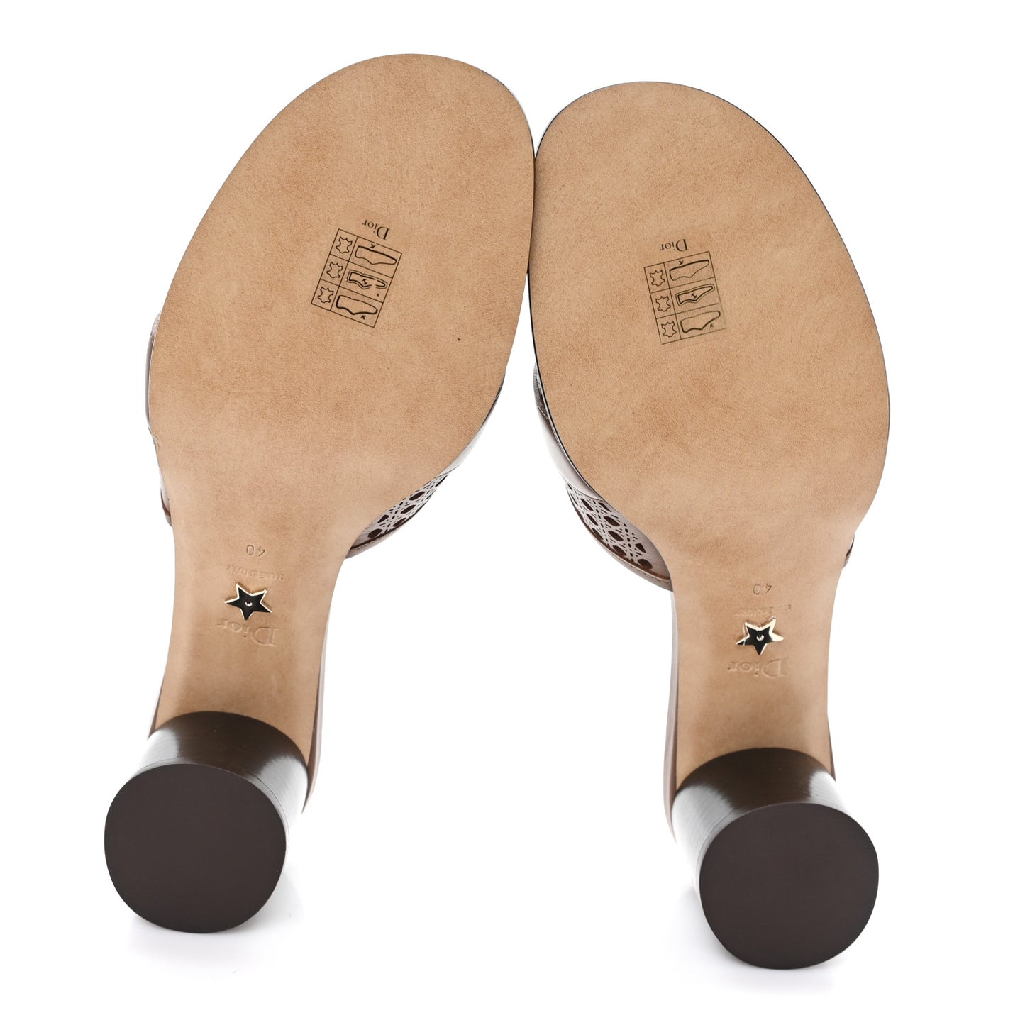 Calfskin Lambskin Micro Cannage D-Lane Pump Slide Sandals 40 Camel