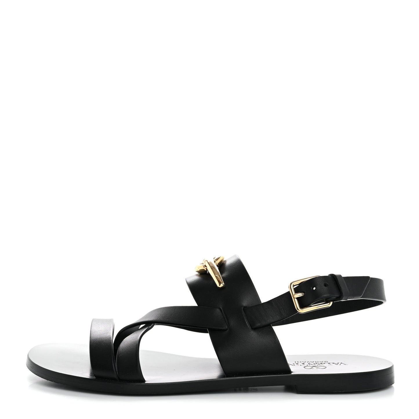 Calfskin VLogo Gate Sandals 37 Black
