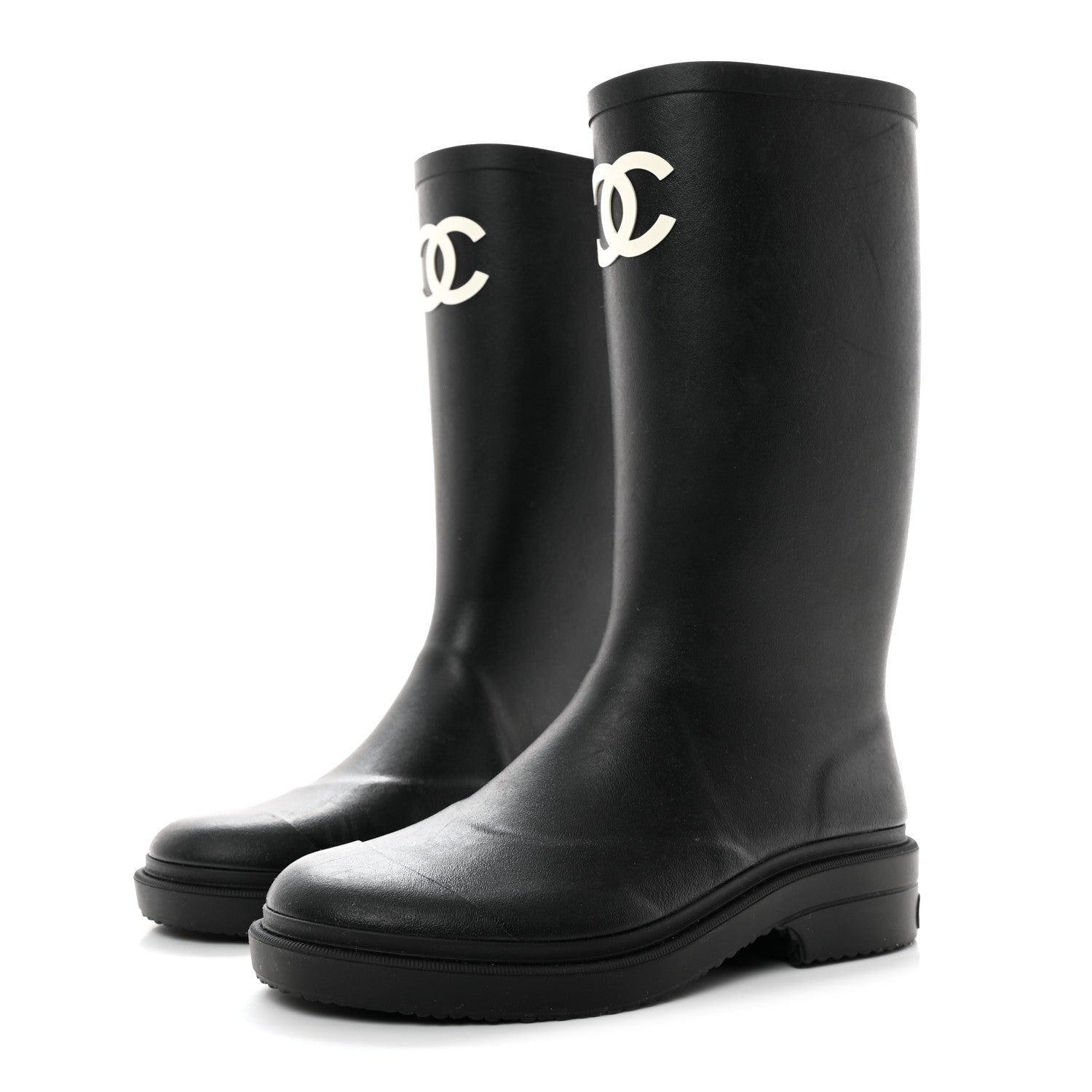 Chanel Caoutchouk CC High Boots 37 Black 3 of 8