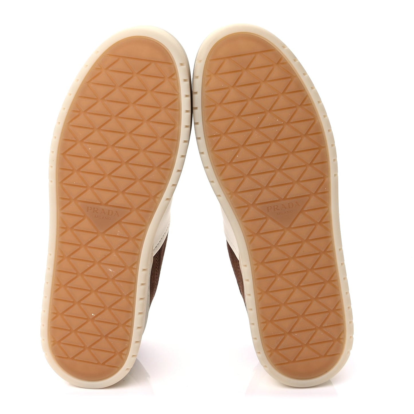 Suede Nappa Triangle Womens Downtown Platform Low Top Sneakers 37.5 White Cocoa Brown