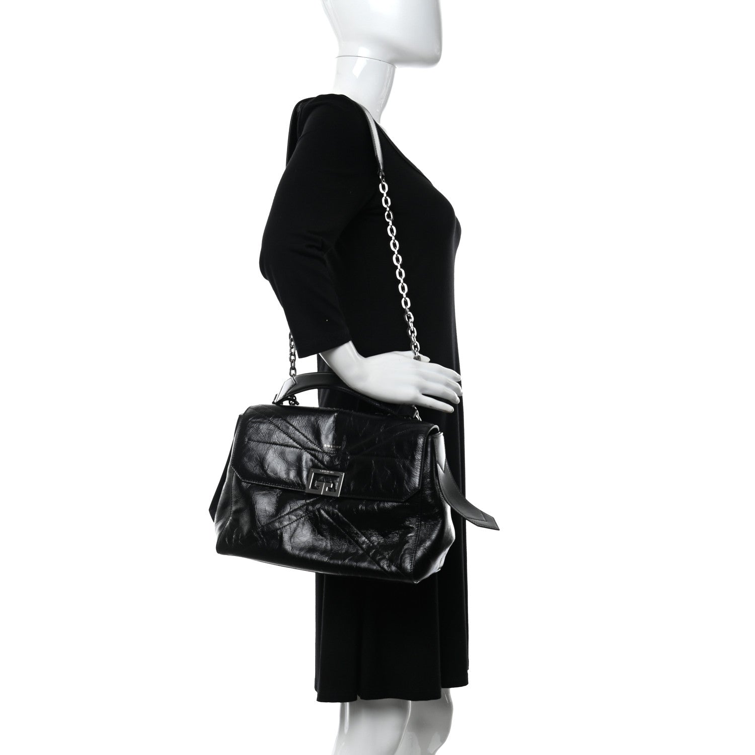 Givenchy Creased Patent Calfskin Medium ID Flap Black 2 of 5