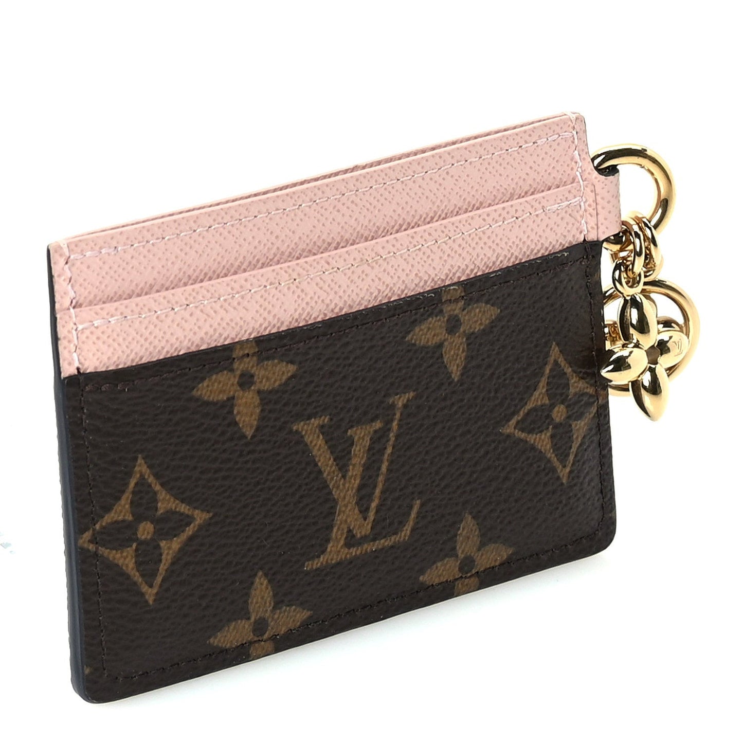 Monogram LV Charms Card Holder Rose Ballerine