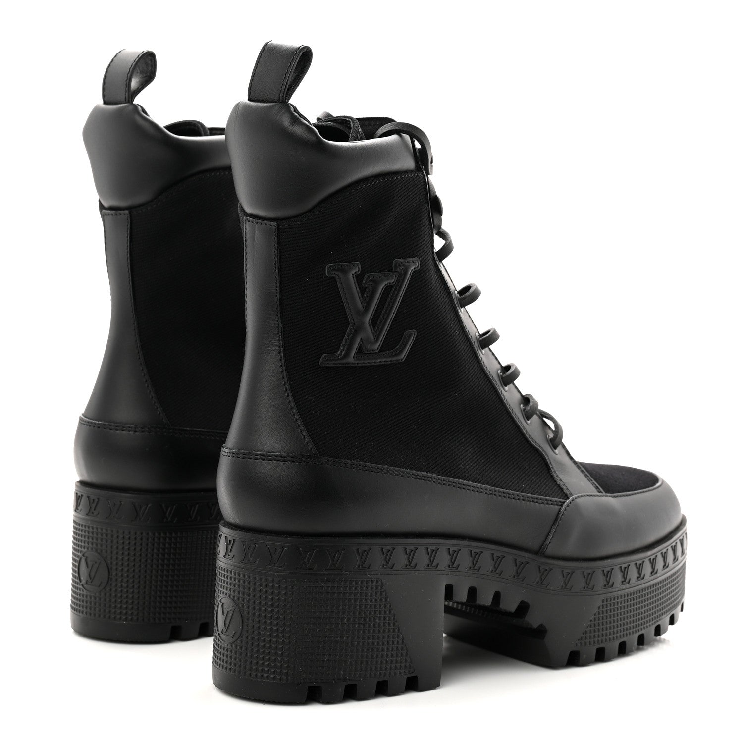 Louis Vuitton Canvas Laureate Platform Desert Boots 37.5 Black 5 of 9