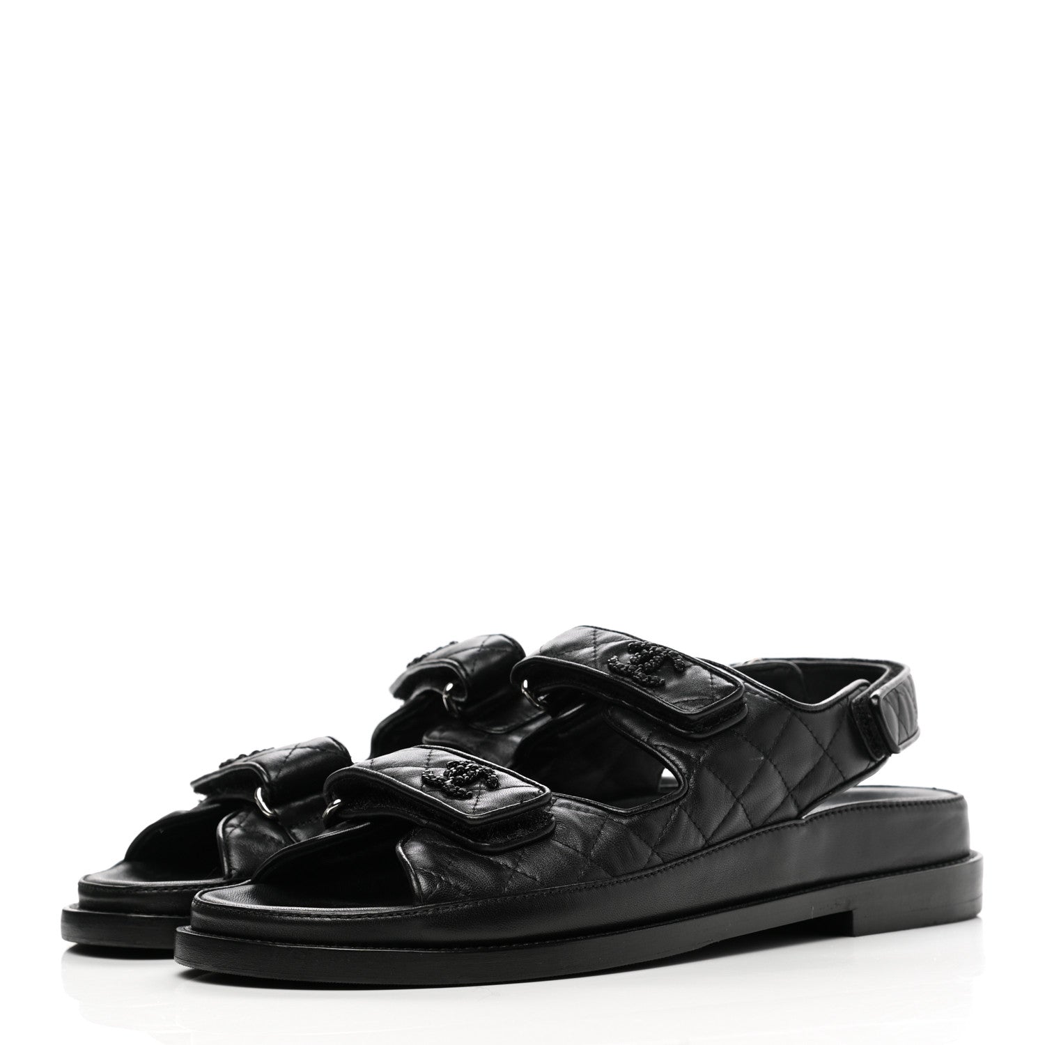 Chanel Lambskin Velcro Dad Sandals 40.5 Black 3 of 9