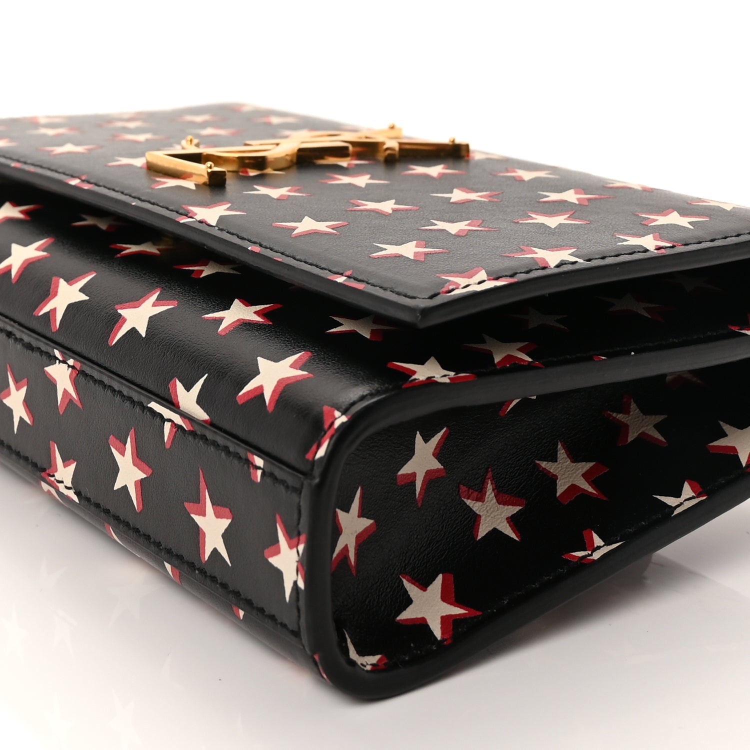 Saint Laurent Smooth Calfskin Star Print Monogram Kate Belt Bag  Ivory Red 8 of 8