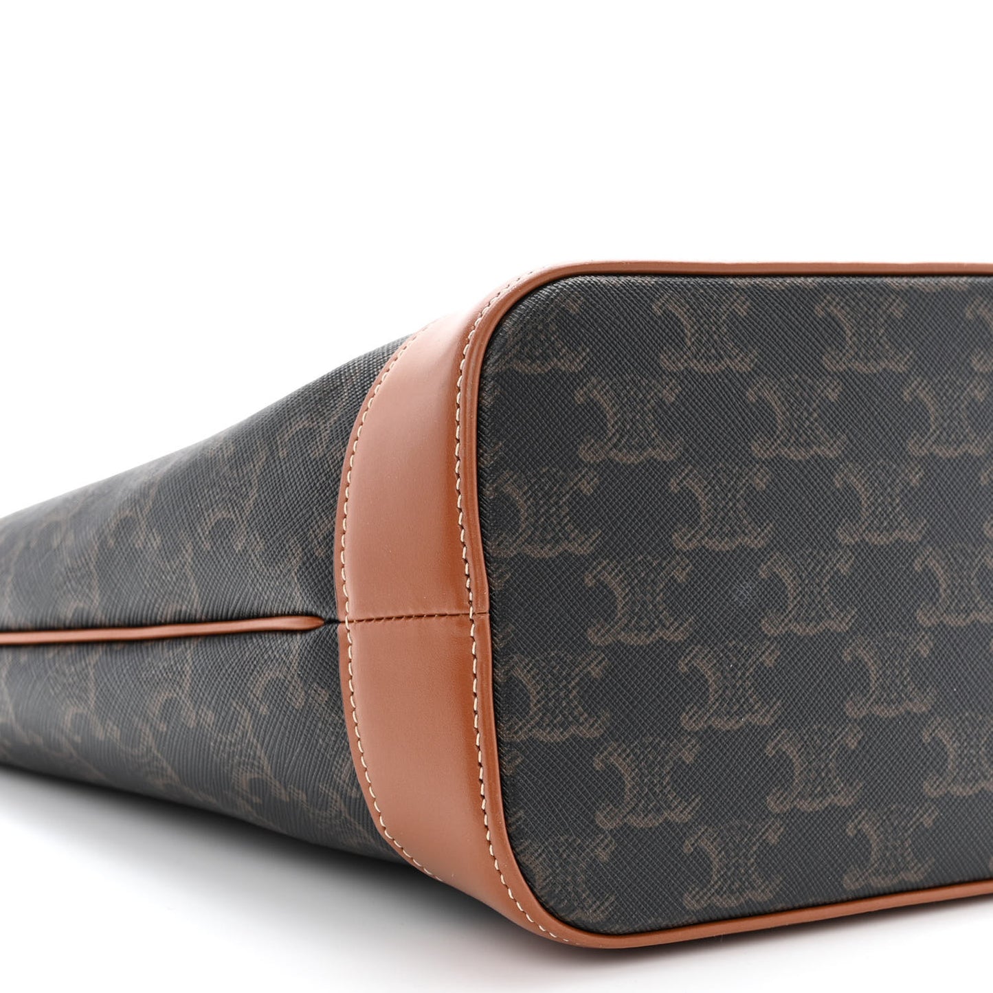 Triomphe Canvas Calfskin Small Bucket Bag Tan