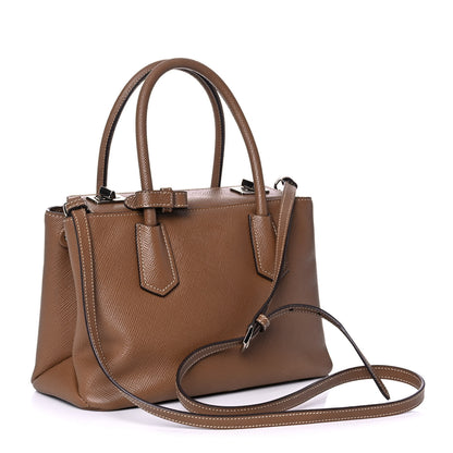 Prada Saffiano Cuir Small Twin Tote Cannella Cocco 3 of 14