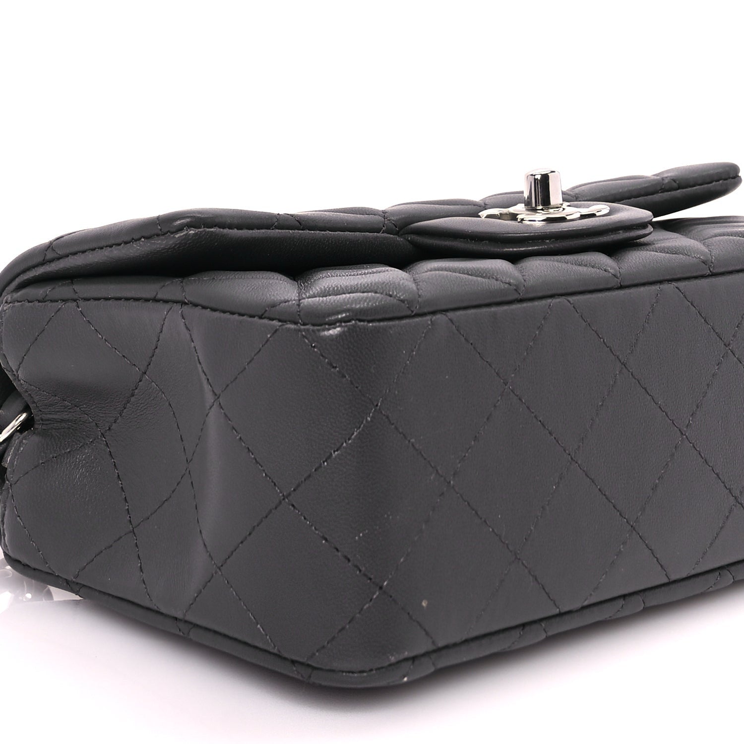 Chanel Lambskin Quilted Mini Rectangular Flap Dark Grey 8 of 9