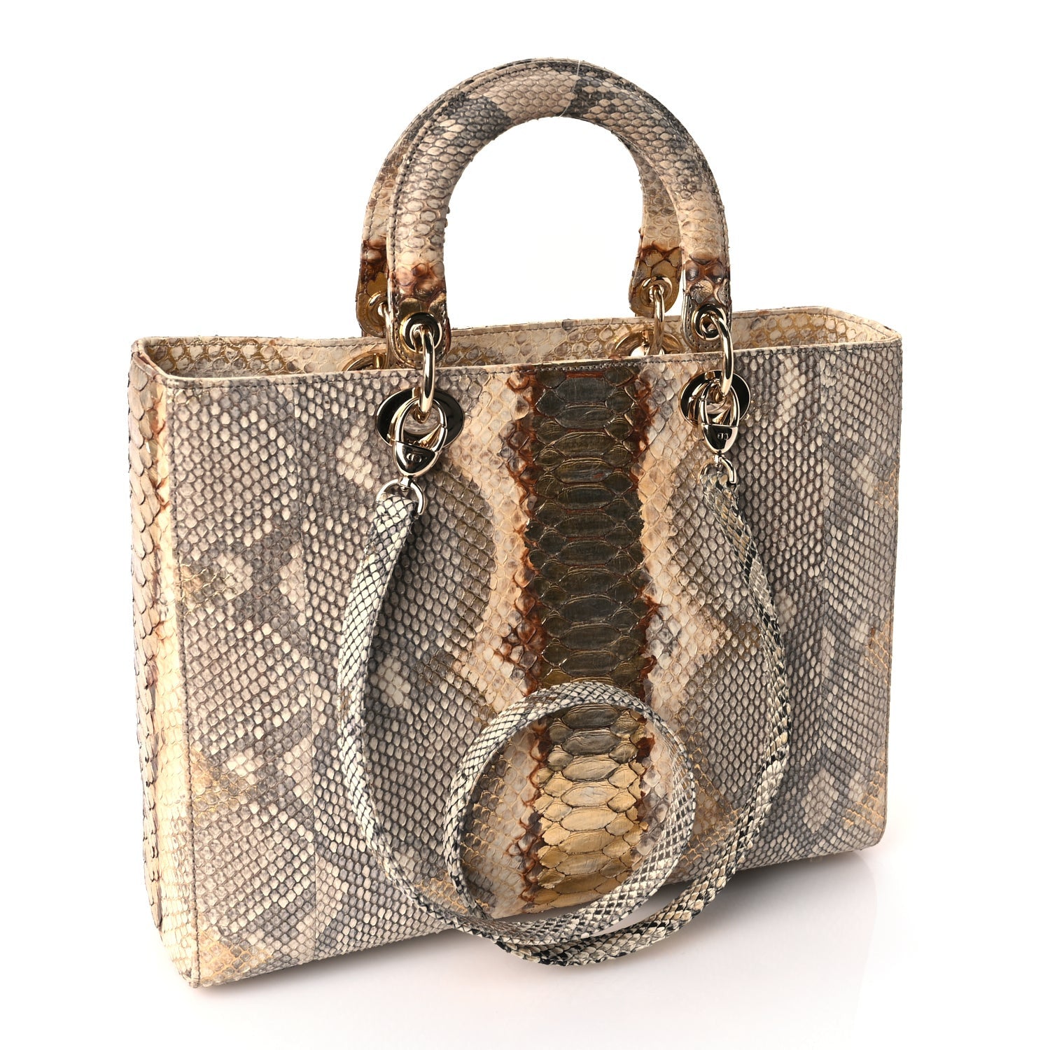 Christian Dior Snakeskin Large Lady Dior Beige 2 of 8
