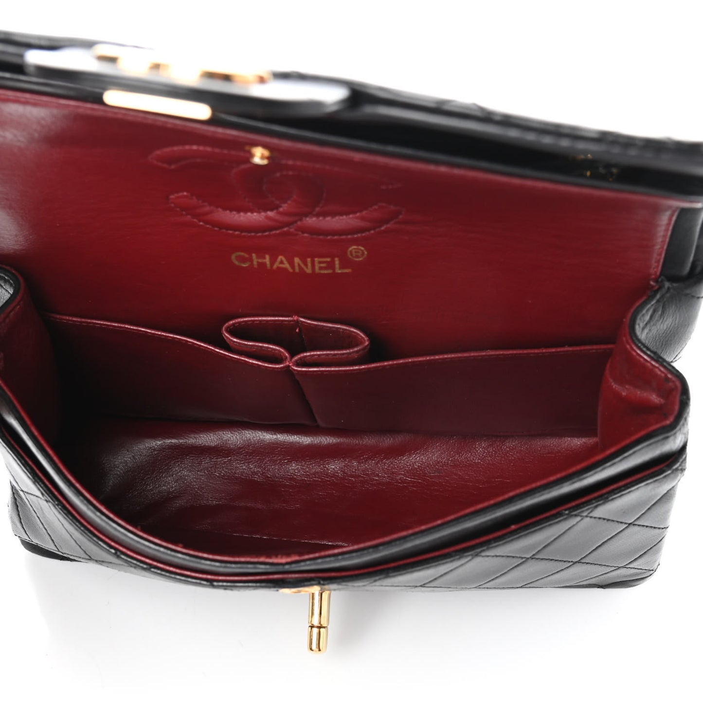 Lambskin Quilted Small Double Flap Black