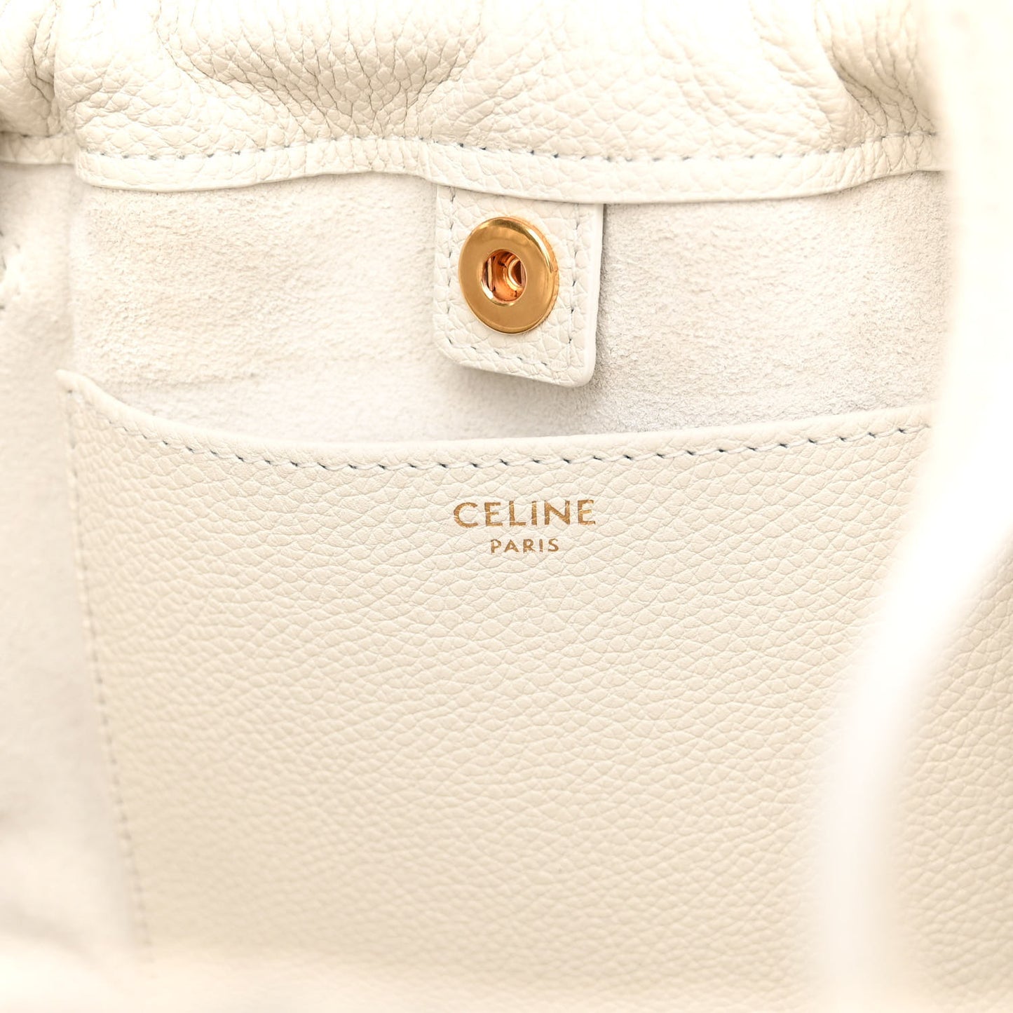 Calfskin Cuir Small Triomphe Cabas Drawstring White