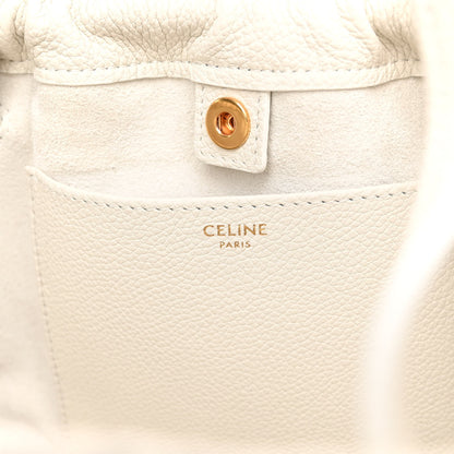 Celine Calfskin Cuir Small Triomphe Cabas Drawstring White 6 of 9