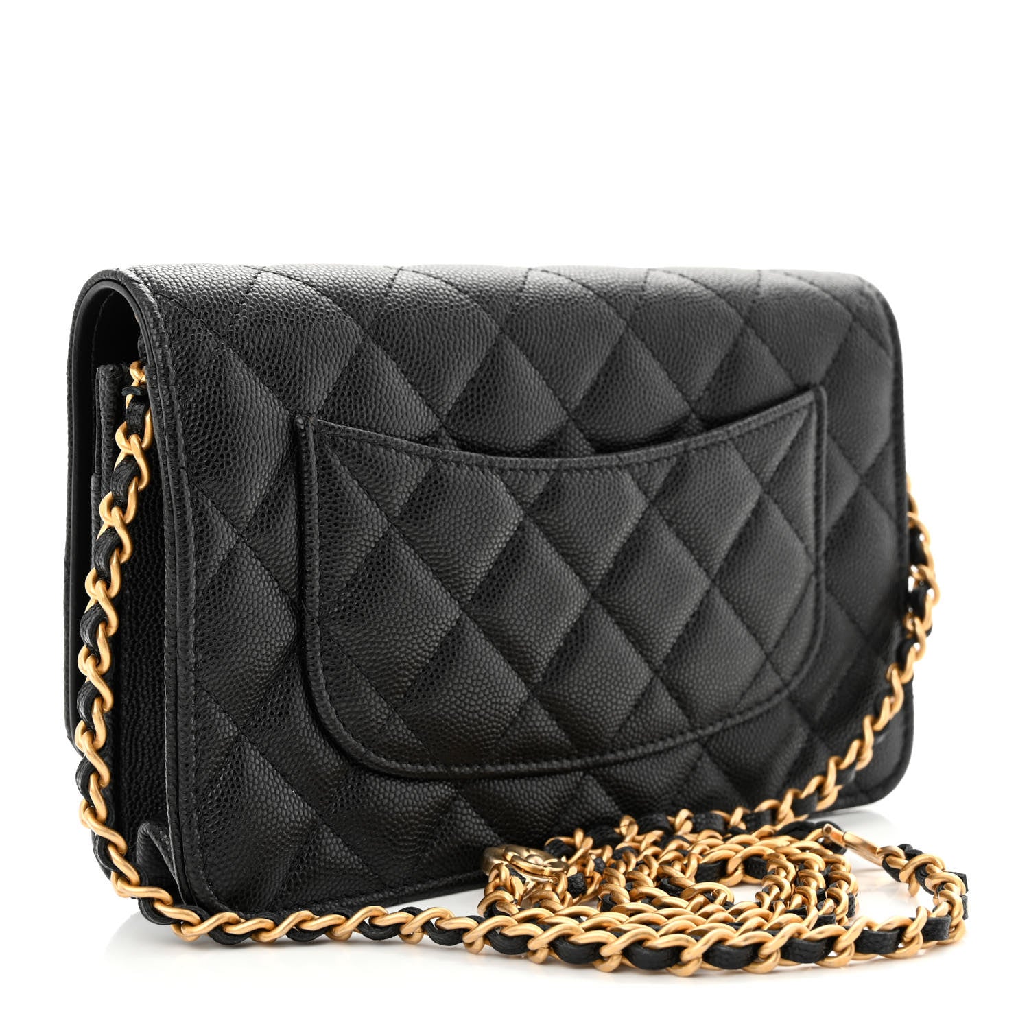 Chanel Caviar Quilted Camellia Wallet On Chain WOC Black 3 of 12