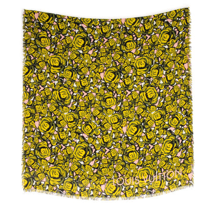 Louis Vuitton Wool Silk Cashmere Rock N Roses Stole 2 of 6