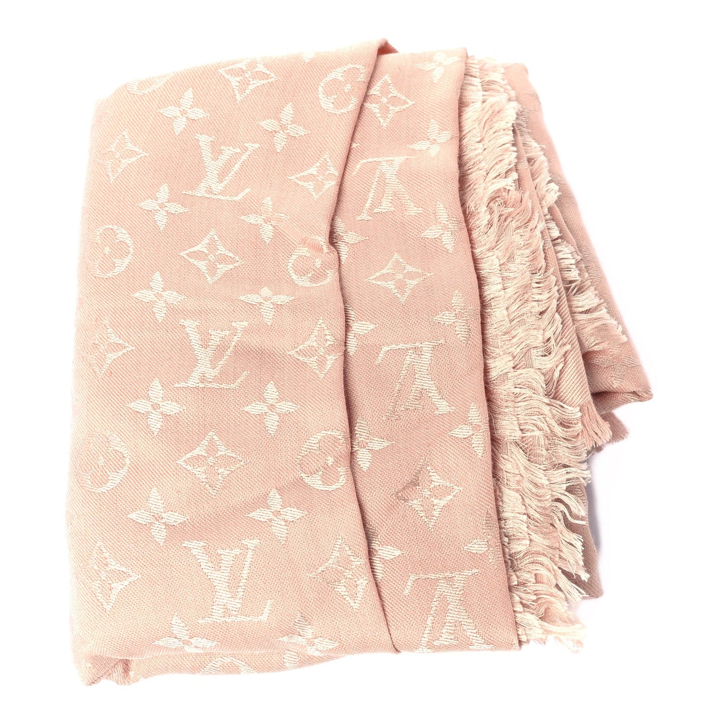 Silk Lurex Wool Monogram Shine Shawl Rose Velours