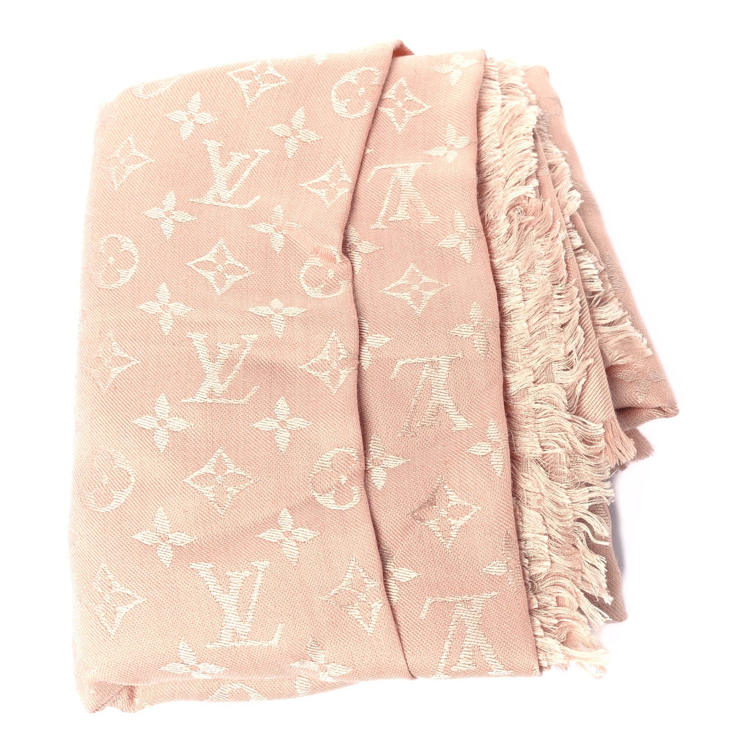 Louis Vuitton Silk Lurex Wool Monogram Shine Shawl Rose Velours 2 of 3