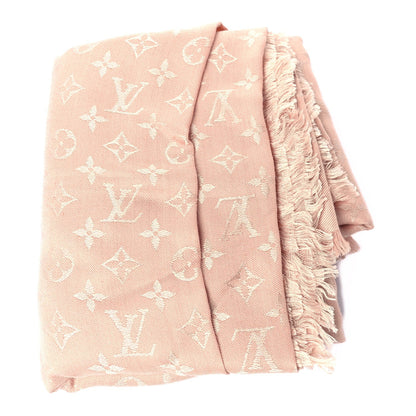 Louis Vuitton Silk Lurex Wool Monogram Shine Shawl Rose Velours 2 of 3