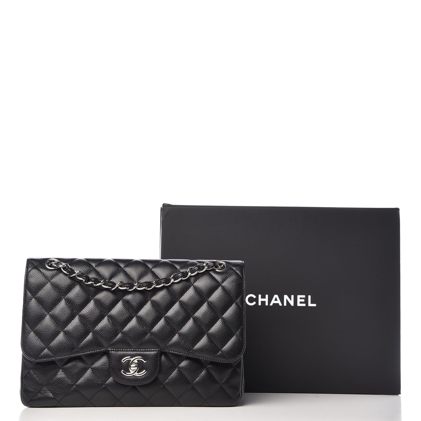 Caviar Quilted Jumbo Double Flap Black