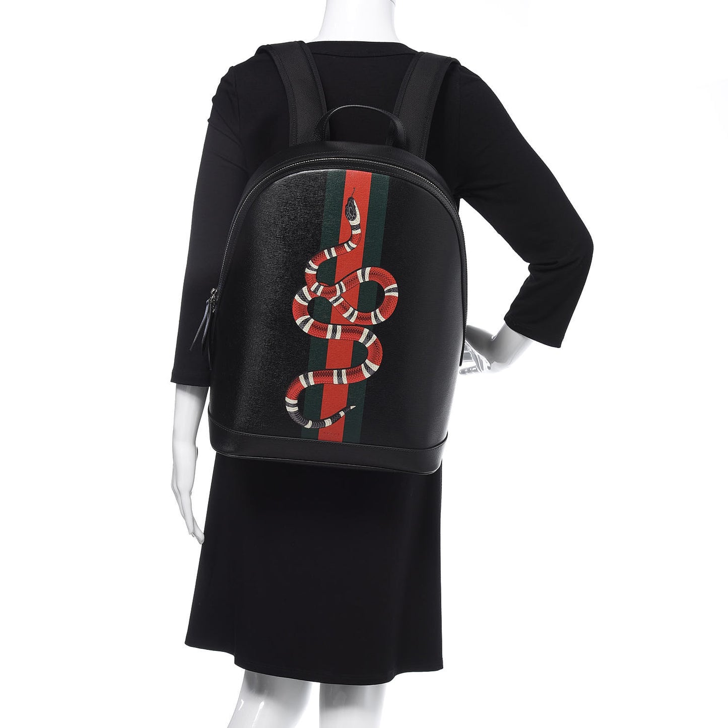 Calfskin Kingsnake Dome Backpack Black