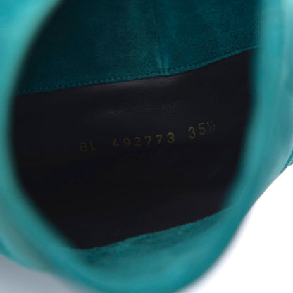 Saint Laurent Suede Niki 105 Thigh High Boots 35.5 Petrol Blue 6 of 8