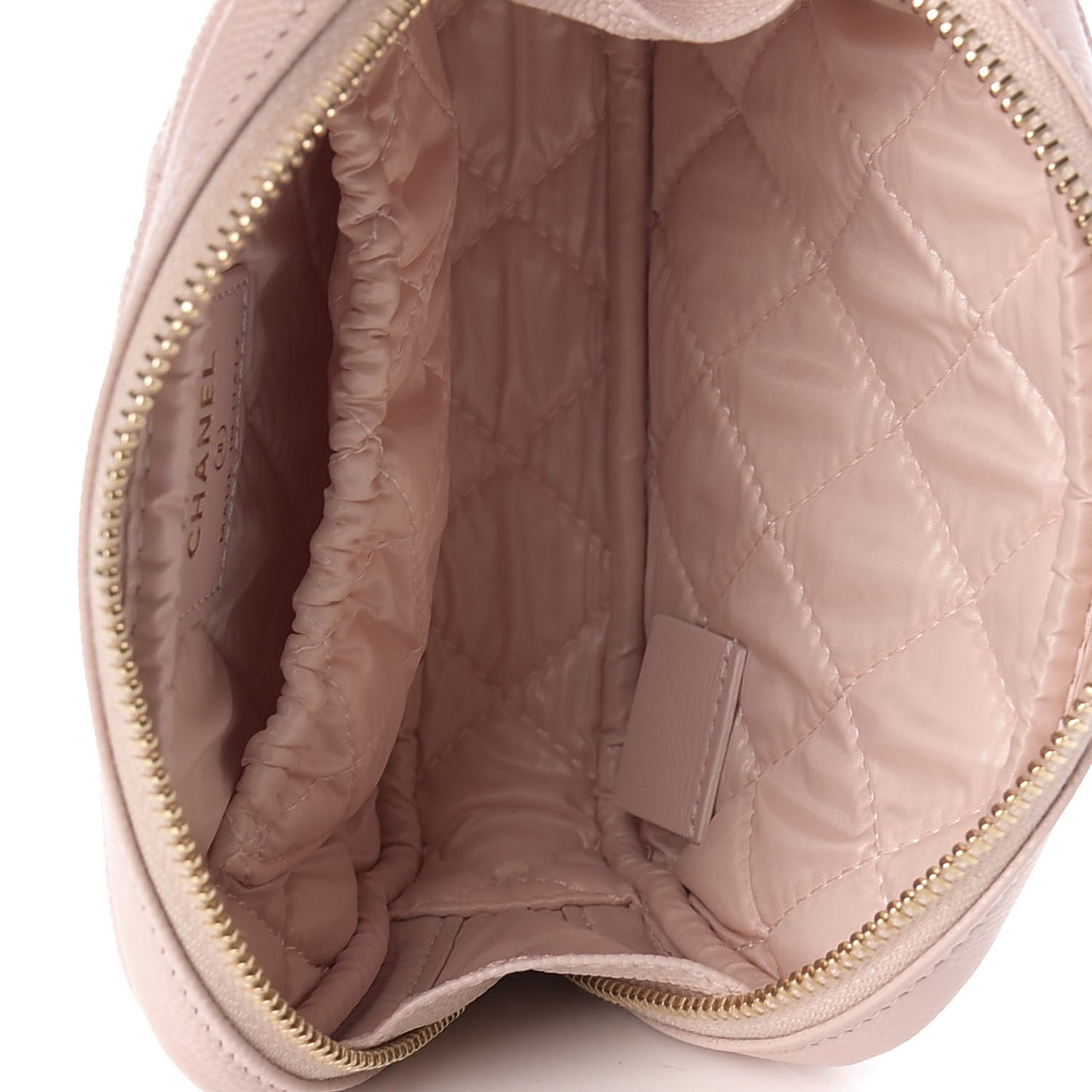 Caviar Quilted Small Curvy Pouch Cosmetic Case Light Pink