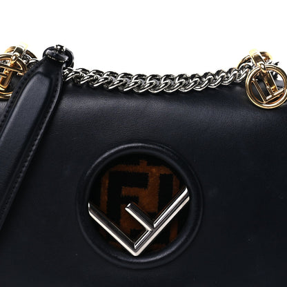 Fendi Vitello Century Velvet F is  FF Small Kan I Shoulder Bag Black Tobacco 12 of 16
