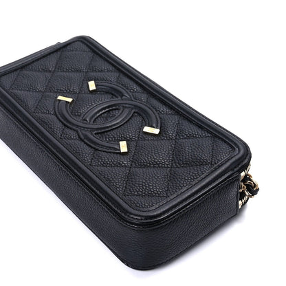 Chanel Caviar Quilted CC Filigree Clutch With Chain Black 8 of 8
