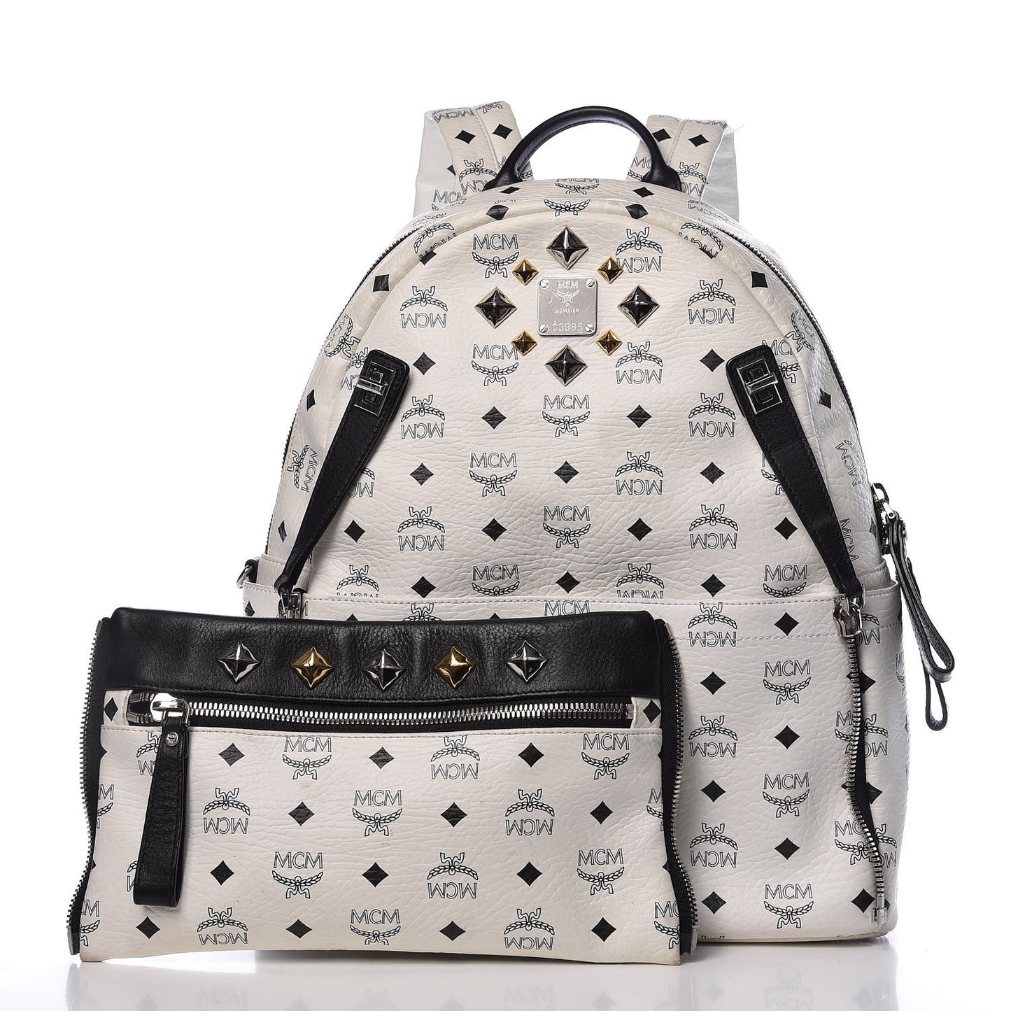 Visetos Studded Medium Dual Stark Backpack White