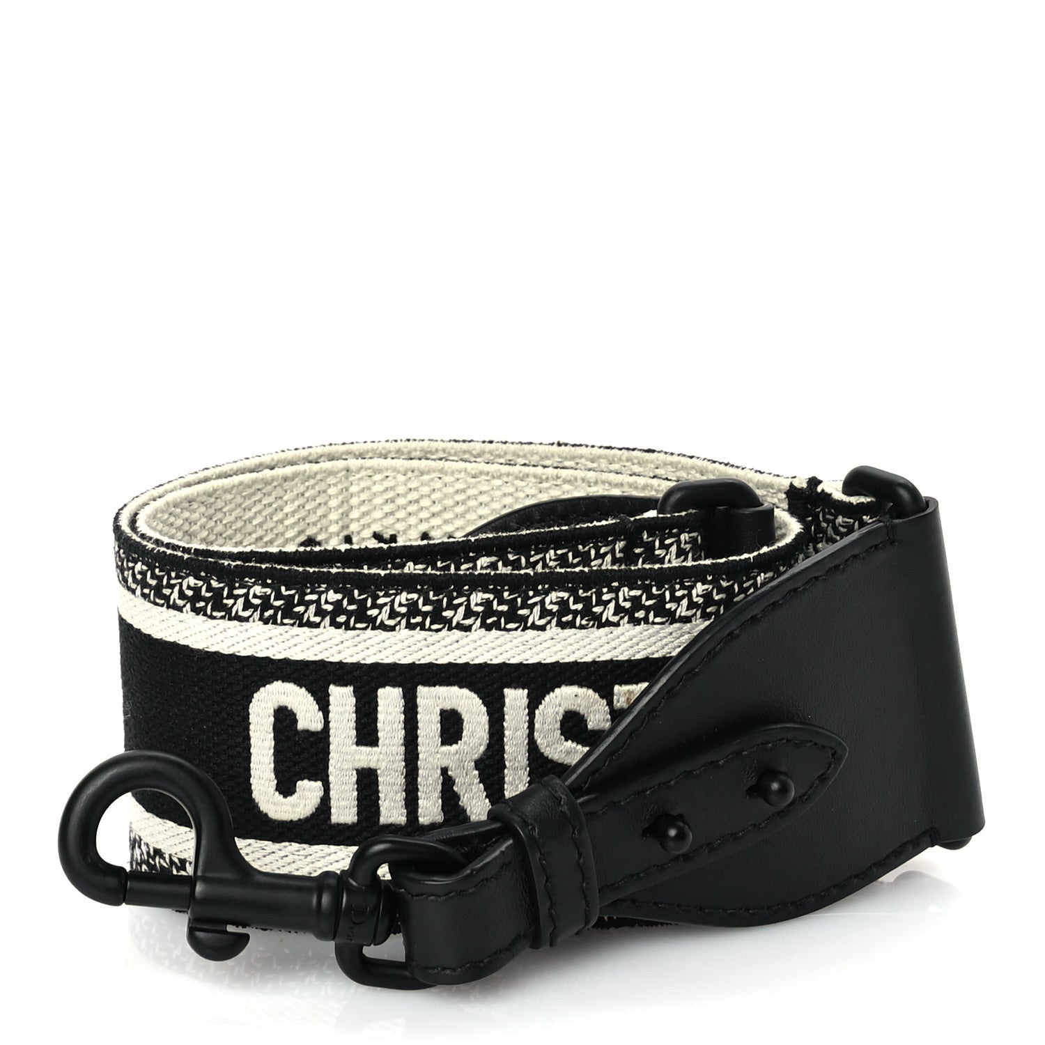 Christian Dior Canvas Embroidered Shoulder Strap Black Ultramatte 1 of 6