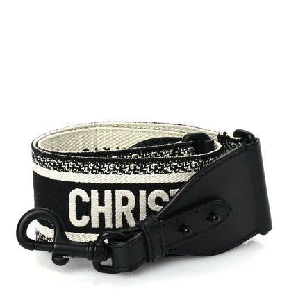 Christian Dior Canvas Embroidered Shoulder Strap Black Ultramatte 1 of 6