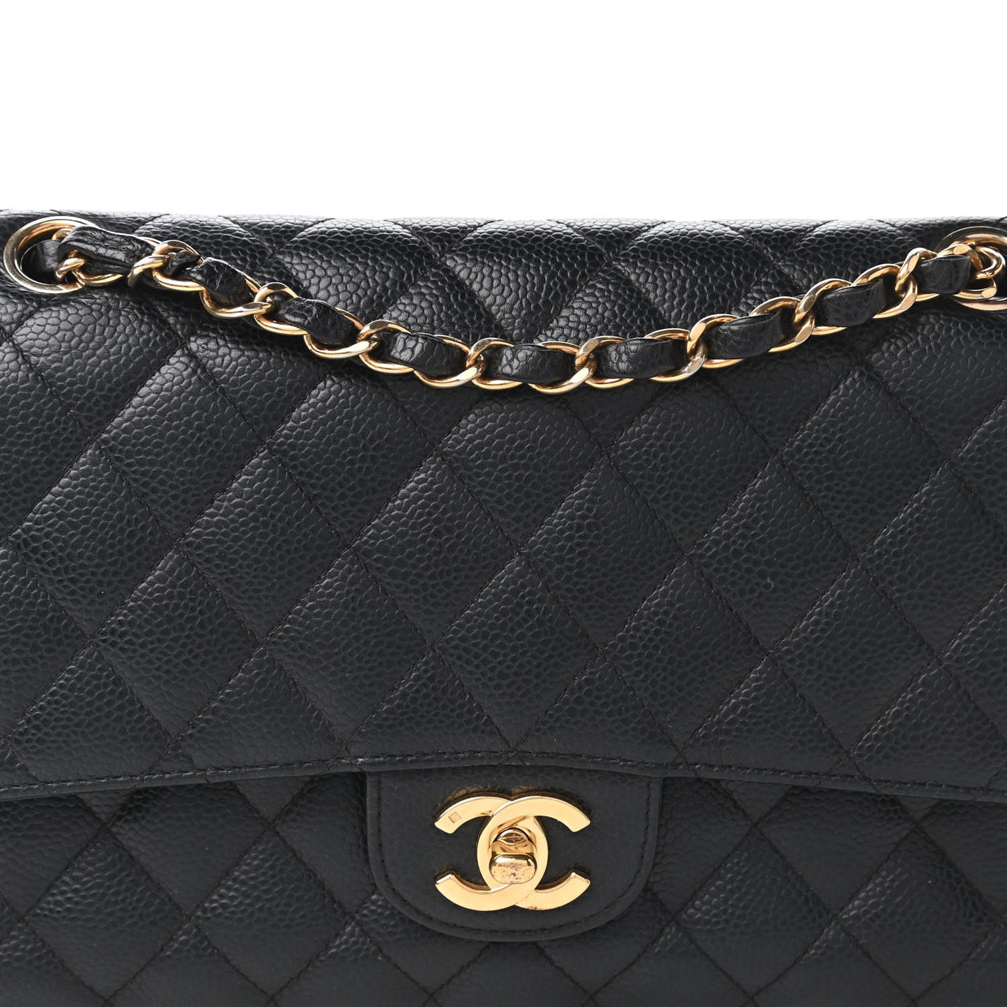 Caviar Quilted Medium Double Flap Black