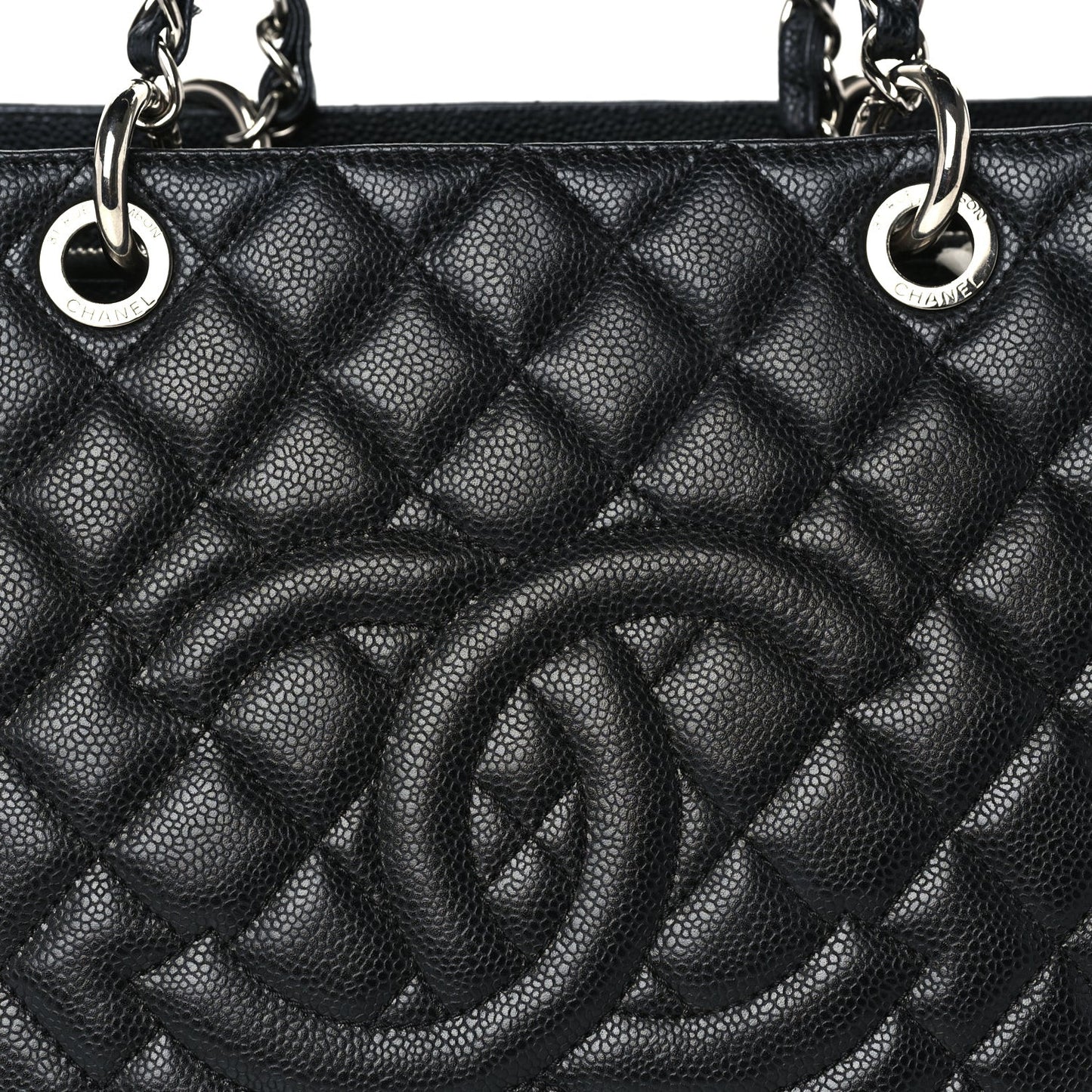 Caviar Quilted Grand Shopping Tote GST  Black