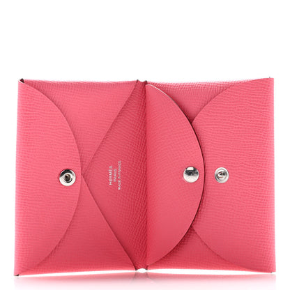 Hermes Epsom Calvi Duo Card Case Rose Azalee 5 of 9
