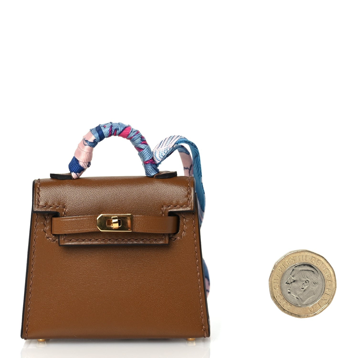 Hermes Tadelakt Mini Kelly Twilly Bag Charm Alezan 2 of 5
