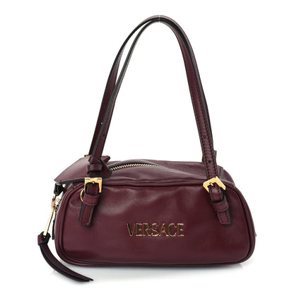 Versace Lambskin Mini Tag Bowling Bag Burgundy 1 of 8