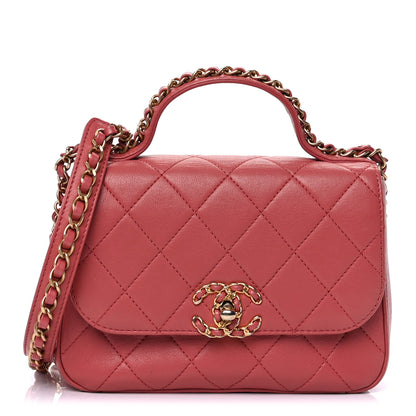 Chanel Lambskin Quilted Small Chain Infinity Top Handle Flap Pink 1 of 8