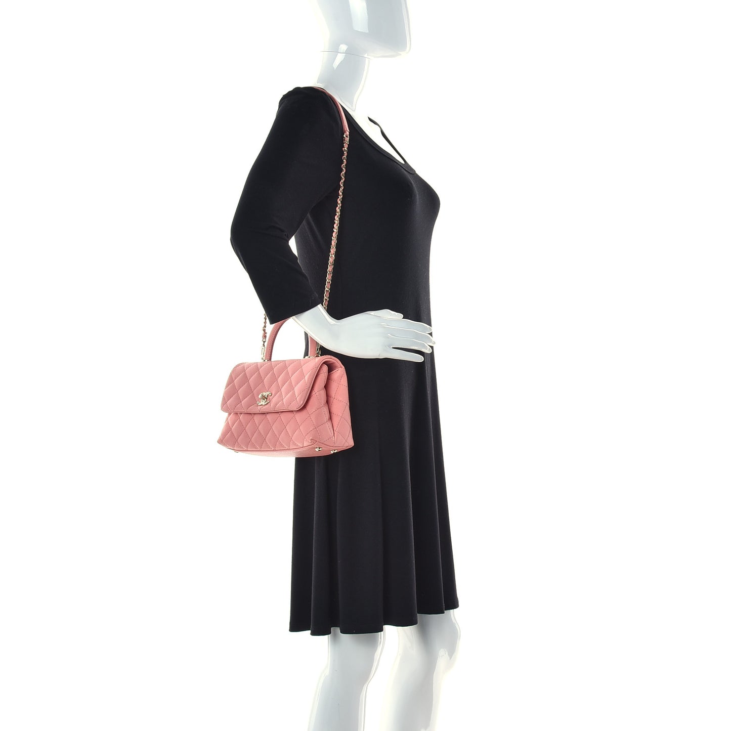 Caviar Quilted Mini Coco Handle Flap Pink