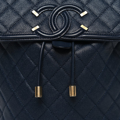 Chanel Caviar Quilted Filigree Backpack Navy 8 of 10