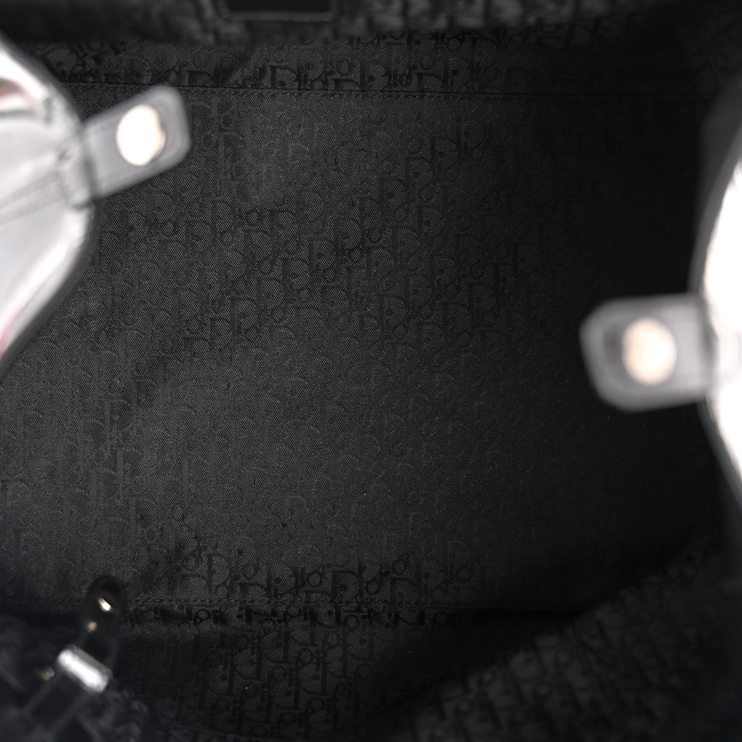 Patent Crystal Embellished Canvas Lips Print Tote Black Multicolor